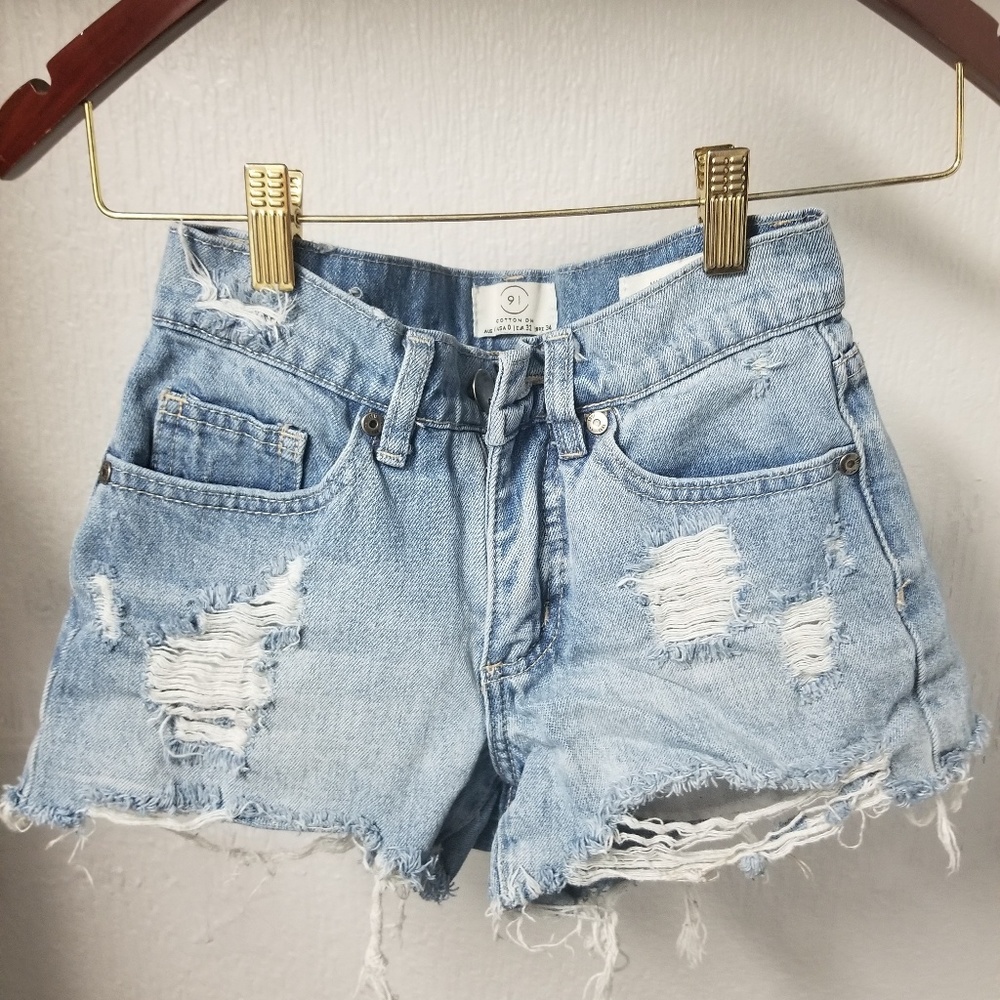 High waisted denim shorts